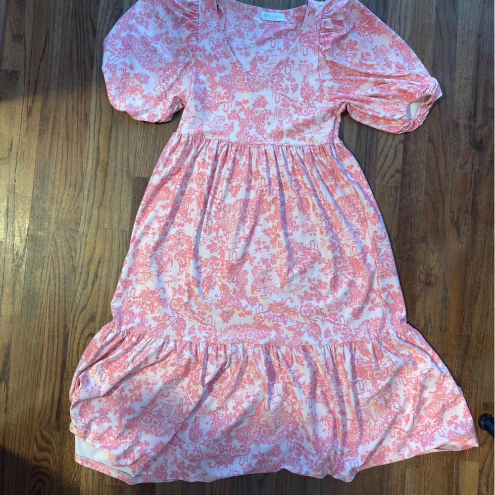 Pink and White Toile Dress